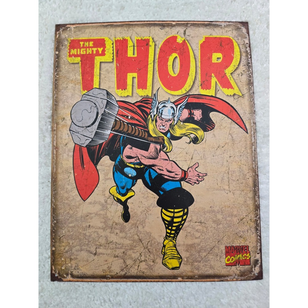 Marvel Comics The Mighty Thor Metal Tin Sign Retro Wall Art 12.5x16 2011 Vintage